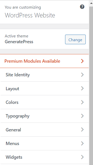 Options for customizing the menu layout, color, typography, and more. 