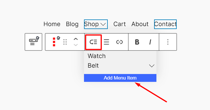 Click “Add Menu Item” to create submenu