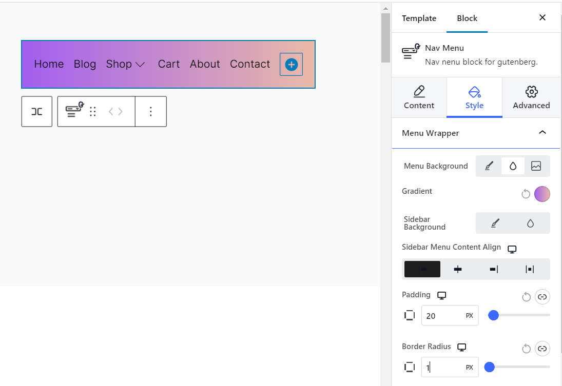 WordPress Menu Style Customization