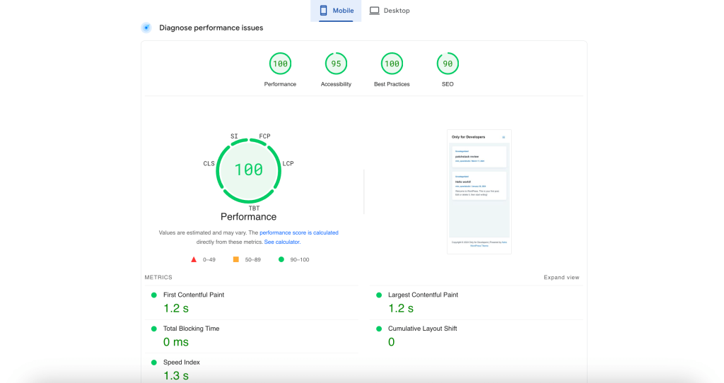 Astra's performance on mobile 