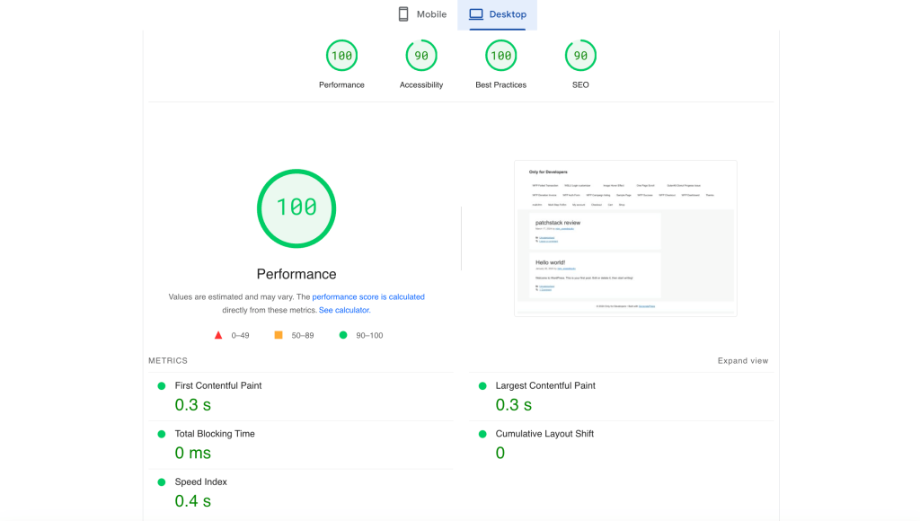 GeneratePress's performance